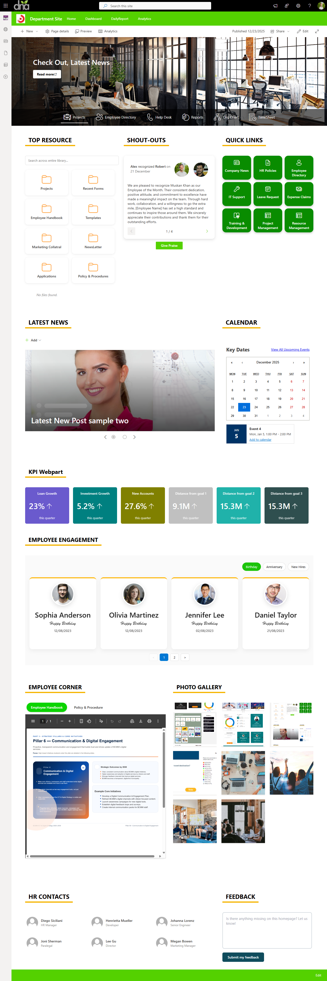 Department Intranet Portal Using SPFX