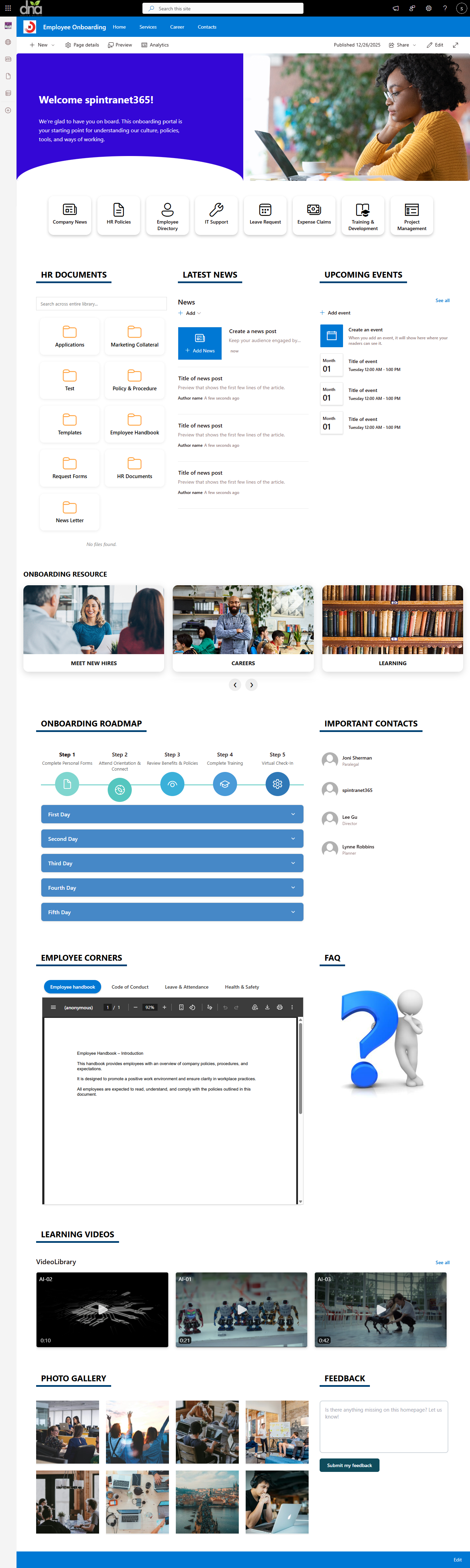 Department Intranet Portal Using SPFX