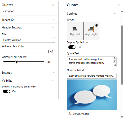 SharePoint Quotes Webpart Configuration